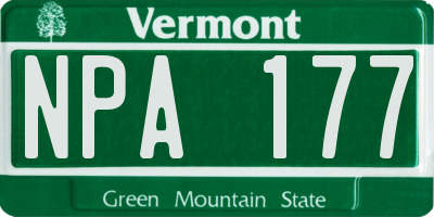 VT license plate NPA177