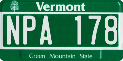 VT license plate NPA178