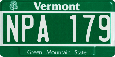 VT license plate NPA179