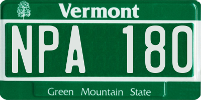 VT license plate NPA180