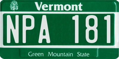 VT license plate NPA181
