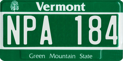 VT license plate NPA184