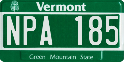 VT license plate NPA185
