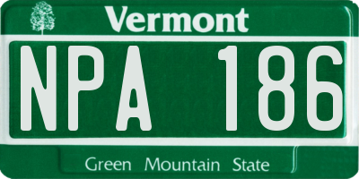 VT license plate NPA186