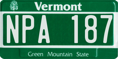 VT license plate NPA187