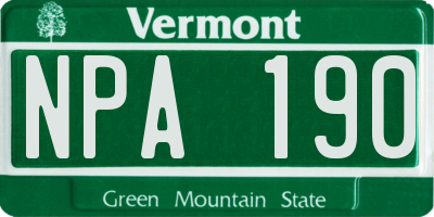 VT license plate NPA190
