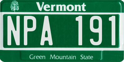 VT license plate NPA191
