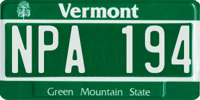VT license plate NPA194