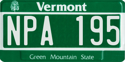 VT license plate NPA195