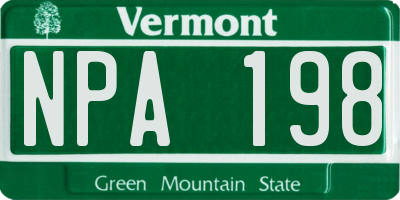VT license plate NPA198