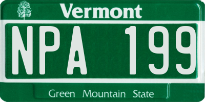 VT license plate NPA199