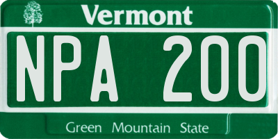 VT license plate NPA200