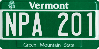 VT license plate NPA201