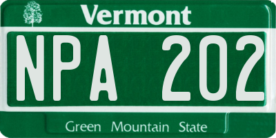 VT license plate NPA202