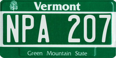 VT license plate NPA207