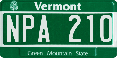 VT license plate NPA210