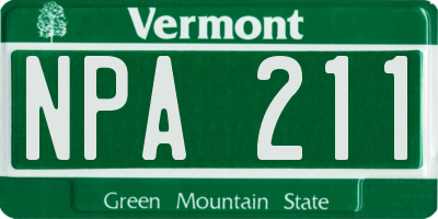 VT license plate NPA211