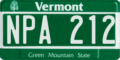 VT license plate NPA212