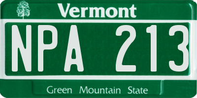 VT license plate NPA213