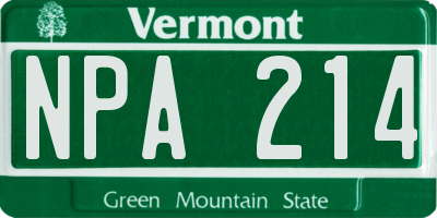 VT license plate NPA214