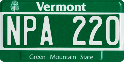 VT license plate NPA220