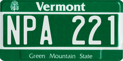 VT license plate NPA221