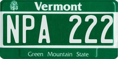 VT license plate NPA222