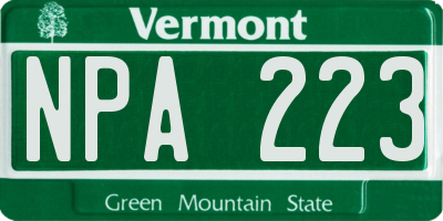 VT license plate NPA223