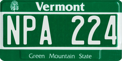 VT license plate NPA224