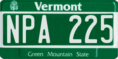 VT license plate NPA225