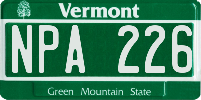 VT license plate NPA226