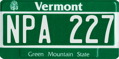 VT license plate NPA227