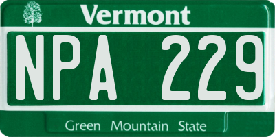 VT license plate NPA229