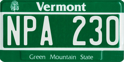 VT license plate NPA230