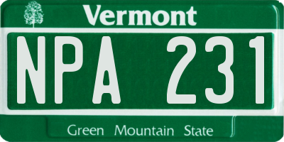 VT license plate NPA231