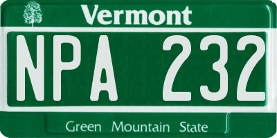 VT license plate NPA232