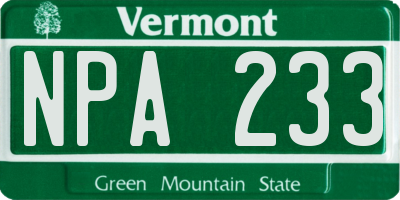 VT license plate NPA233
