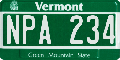 VT license plate NPA234