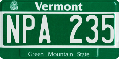 VT license plate NPA235
