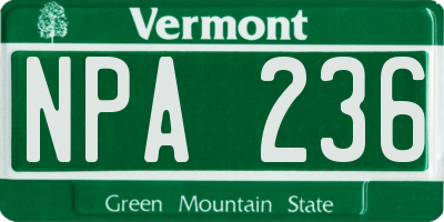 VT license plate NPA236