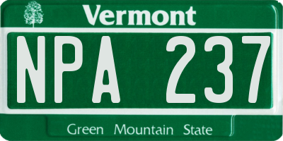 VT license plate NPA237