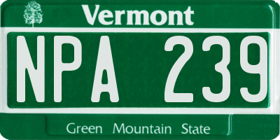 VT license plate NPA239