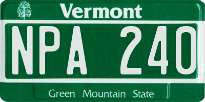 VT license plate NPA240