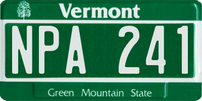 VT license plate NPA241