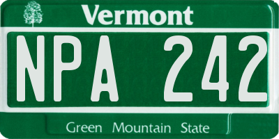 VT license plate NPA242