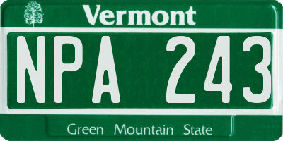 VT license plate NPA243