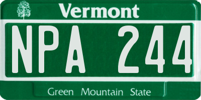 VT license plate NPA244