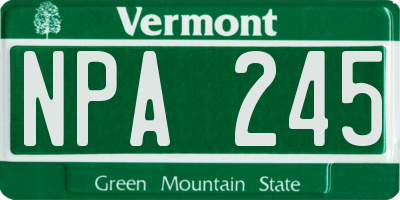 VT license plate NPA245