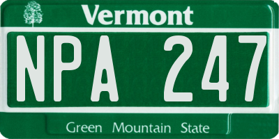VT license plate NPA247