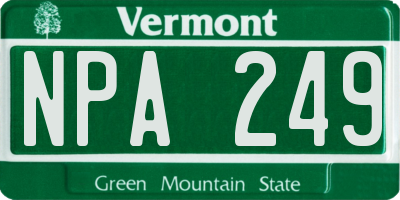 VT license plate NPA249